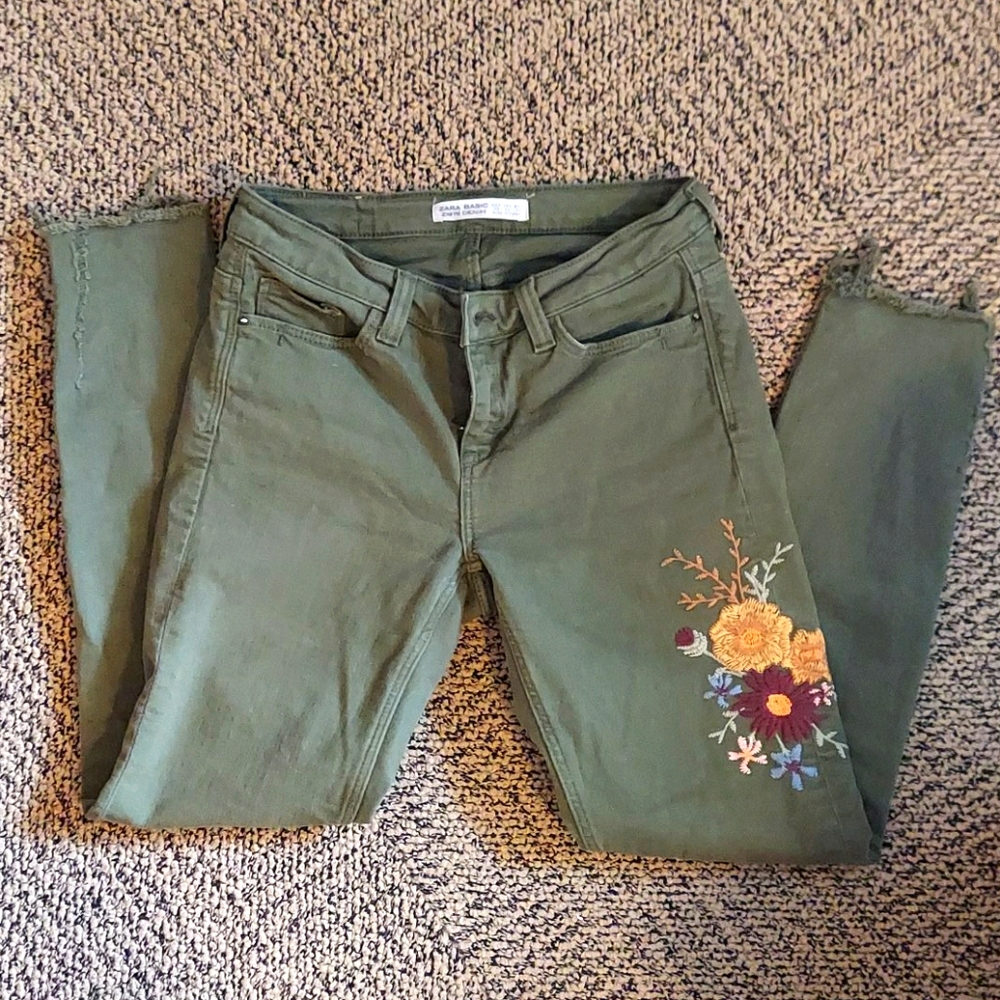 Floral Green Pants